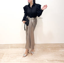 Load image into Gallery viewer, STARLET | Metallic Wrap Skirt Set With Bow
