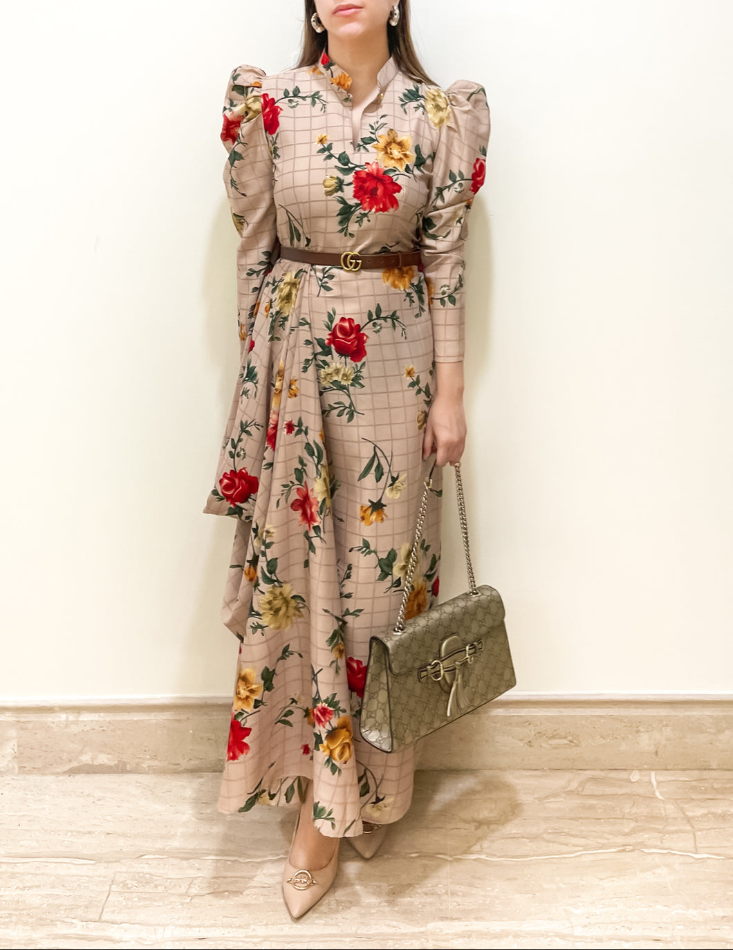 Beige Floral Maxi