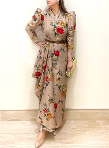 Beige Floral Maxi