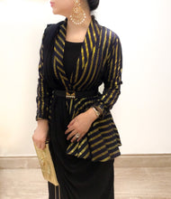 Load image into Gallery viewer, Begum - Black Peplum Jacket Sari
