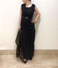 Load image into Gallery viewer, Begum - Black Peplum Jacket Sari
