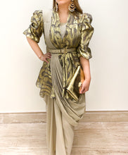 Load image into Gallery viewer, Beige Peplum Sari
