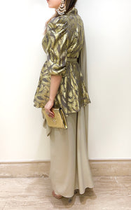 Beige Peplum Sari