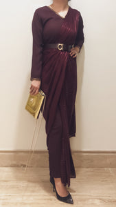 Maroon Jumpsuit sari