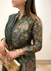 Green Paisley Jacket Sari