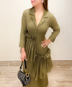 Olive Cotton Dress