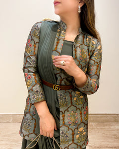 Green Paisley Jacket Sari